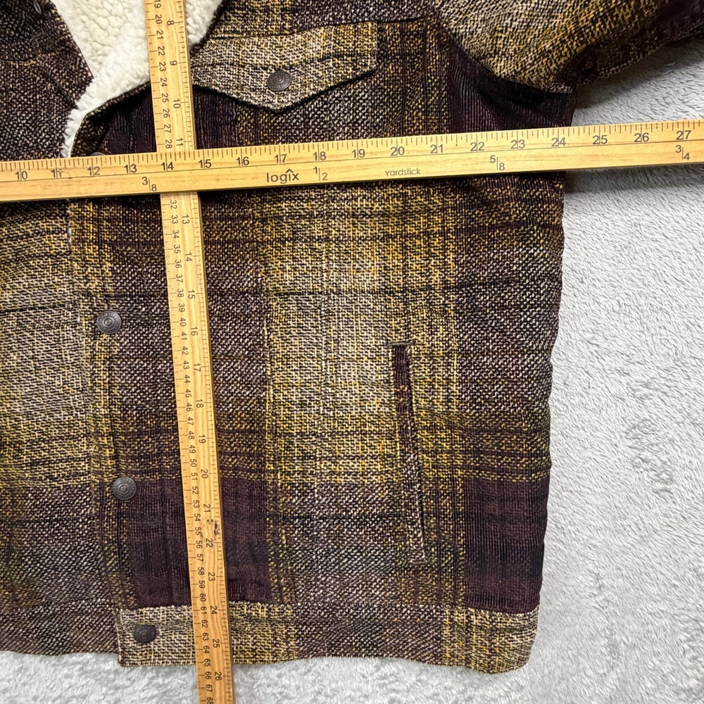 Levis Mens Sherpa Lined Plaid Trucker Jacket Brown Purple 16365-0168 Size L - Picture 8 of 11